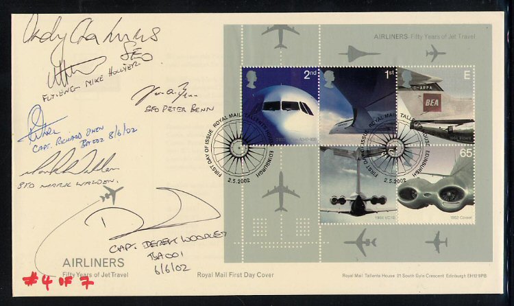 Concorde pilot signed limited edition Royal Mail stamp flight covers