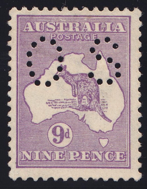 1916 Australia Stamps 9d violet Roo third wmk SG 39 FU 